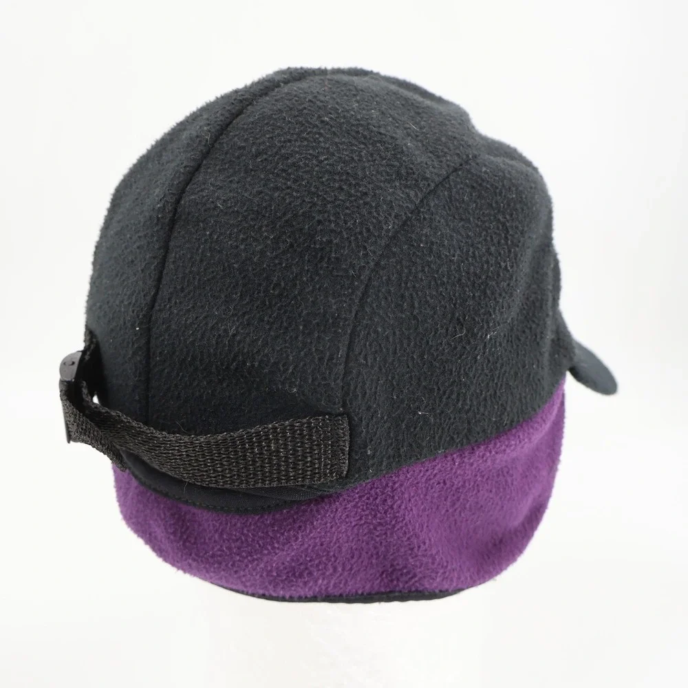 Bula Fleece 5 Panel Cap Mens OSFM Black Purple Ear Flaps Made in USA Hat